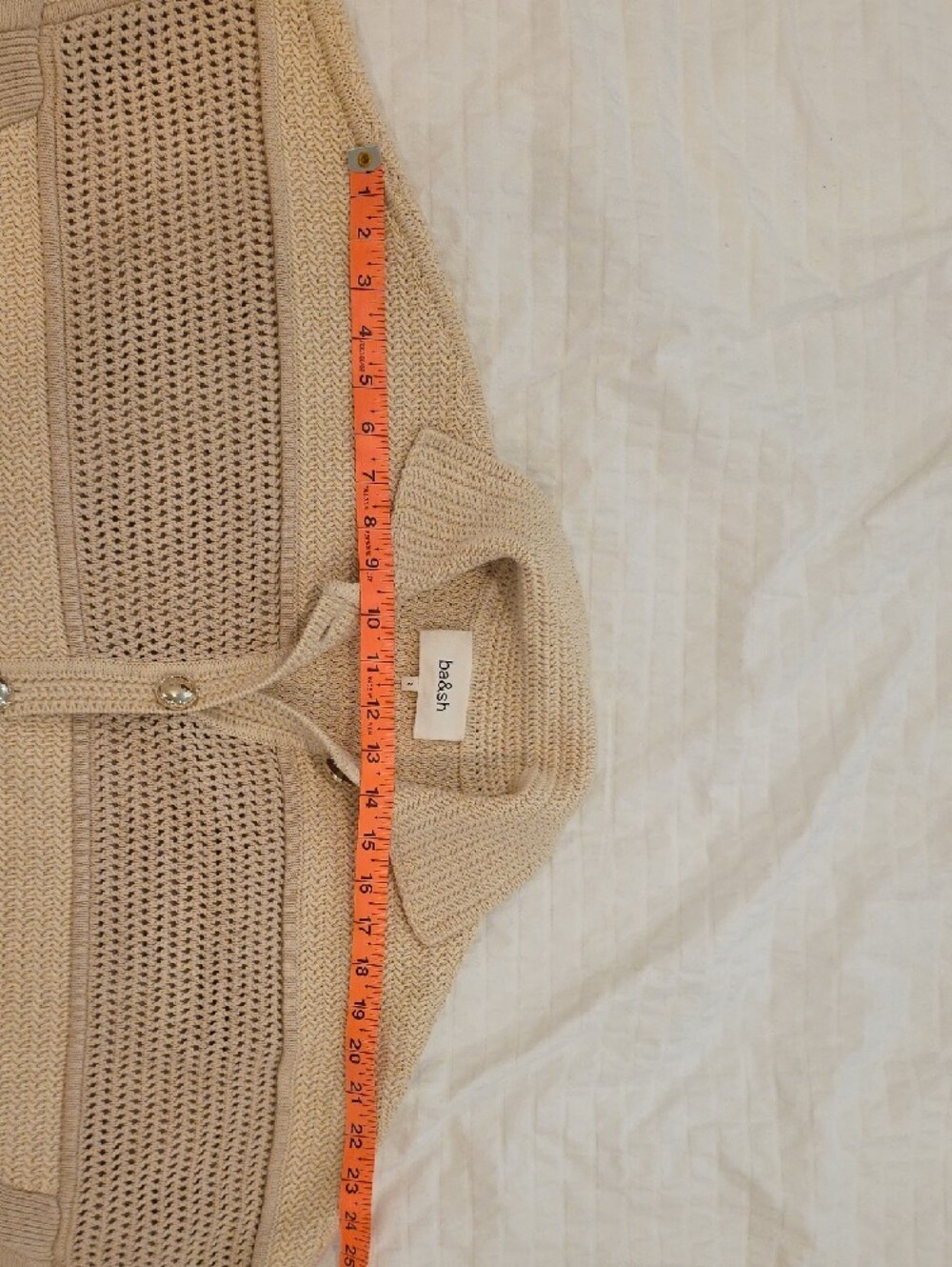 ba&sh Cream Open-Weave Button Cardigan - Picture 9 of 11